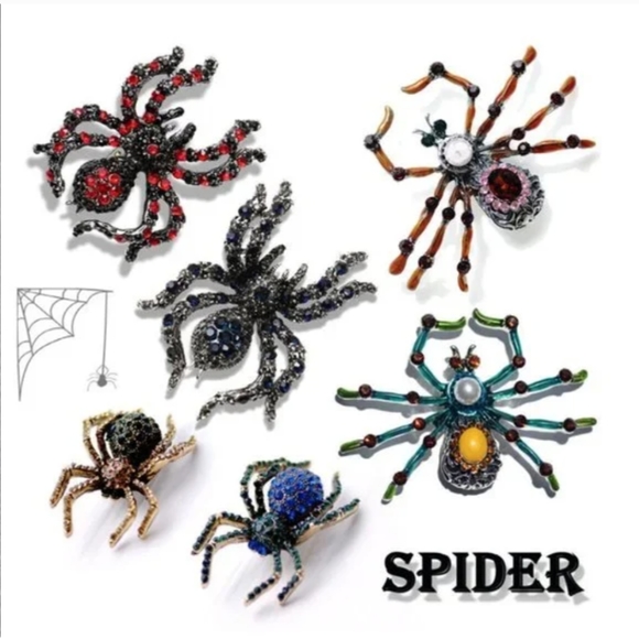 Spider Crystal Rhinestone Brooch - Picture 12 of 16